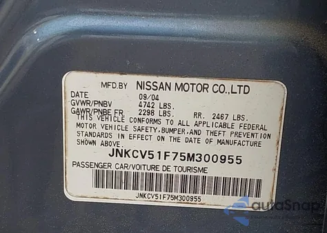 2005 Infiniti G35X from USA, damaged, VIN JNKCV51F75M300955